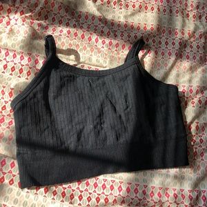 Black ribbed light support sports bra